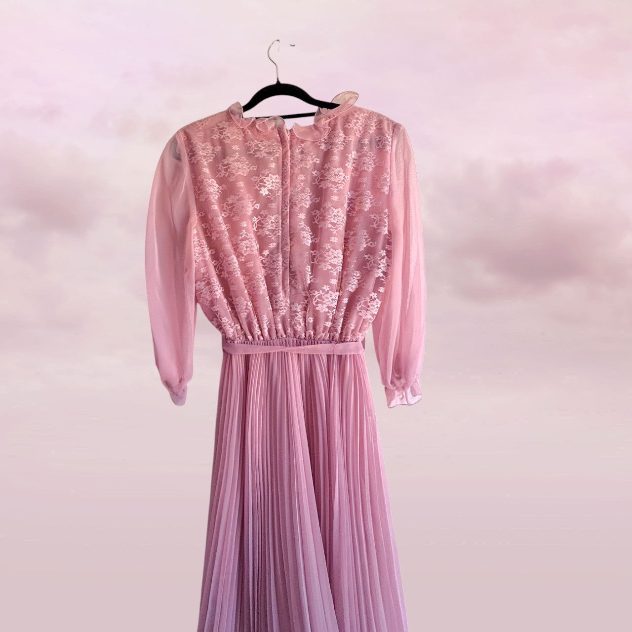 Vintage Blush Pink Chiffon Prairie Dress – AU 10-12