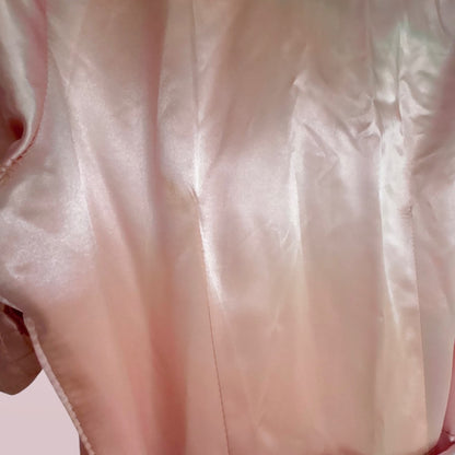 Vintage Blush Satin Hostess Gown | Quilted Collar Dressing Robe | AU 8-10