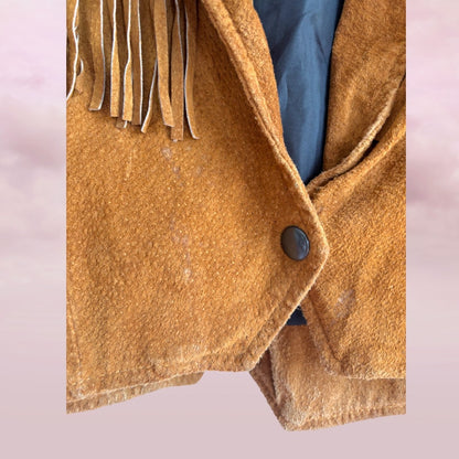Florence Australia Vintage Suede Fringe Jacket – Caramel - AU 8 10