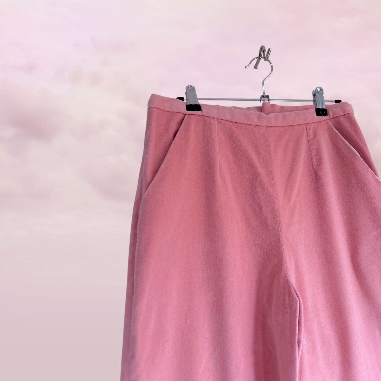 Smitten.inc Pink Cotton Velvet Wide Leg Pants – Size M