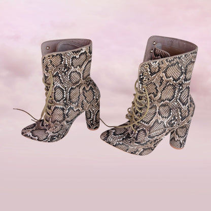 Sergio Todzi Snakeskin Lace-Up Boots – Size 41