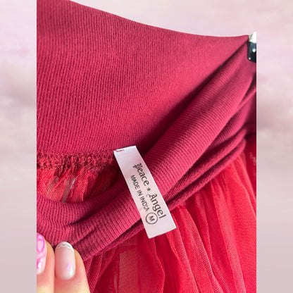 Peace Angel Cherry Red Tulle Skirt - Size M