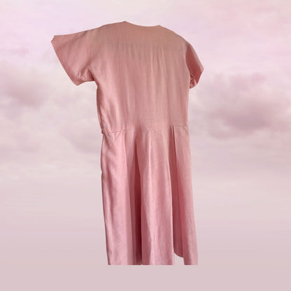 Vintage Handmade Blush Garden Dress - AU 8–10