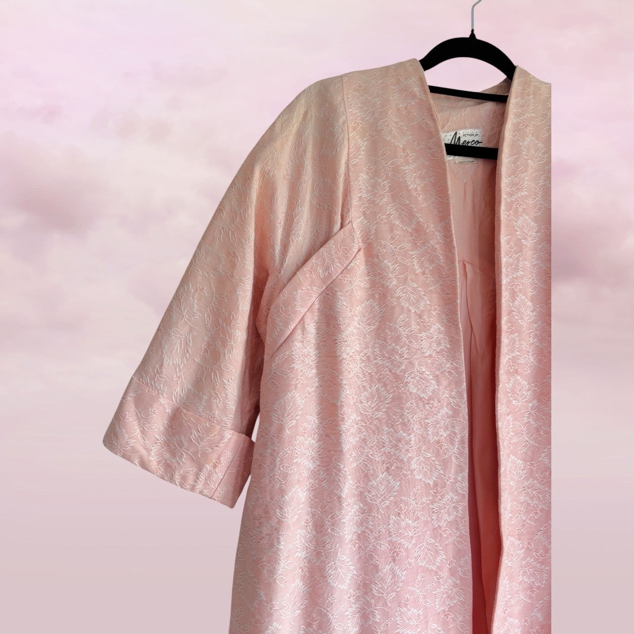 Vintage Blush Brocade Bow Jacket - AU 10–12
