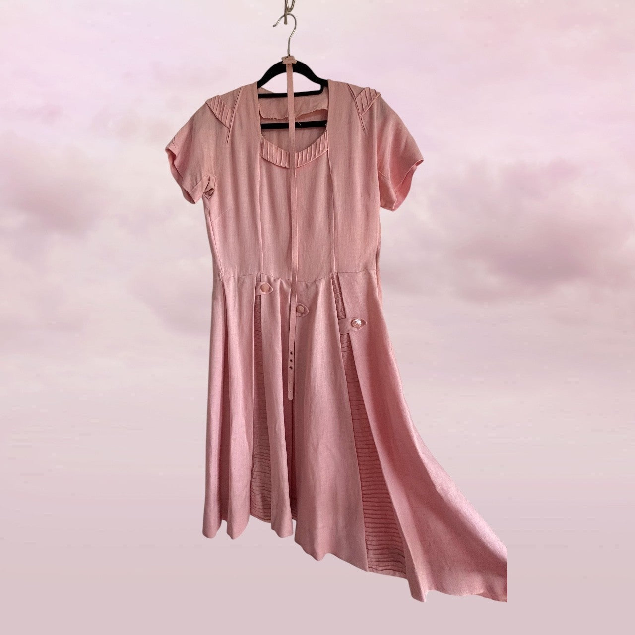 Vintage Handmade Blush Garden Dress - AU 8–10