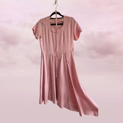 Vintage Handmade Blush Garden Dress - AU 8–10