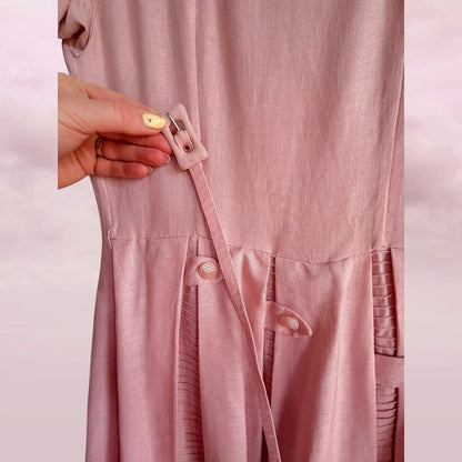 Vintage Handmade Blush Garden Dress - AU 8–10