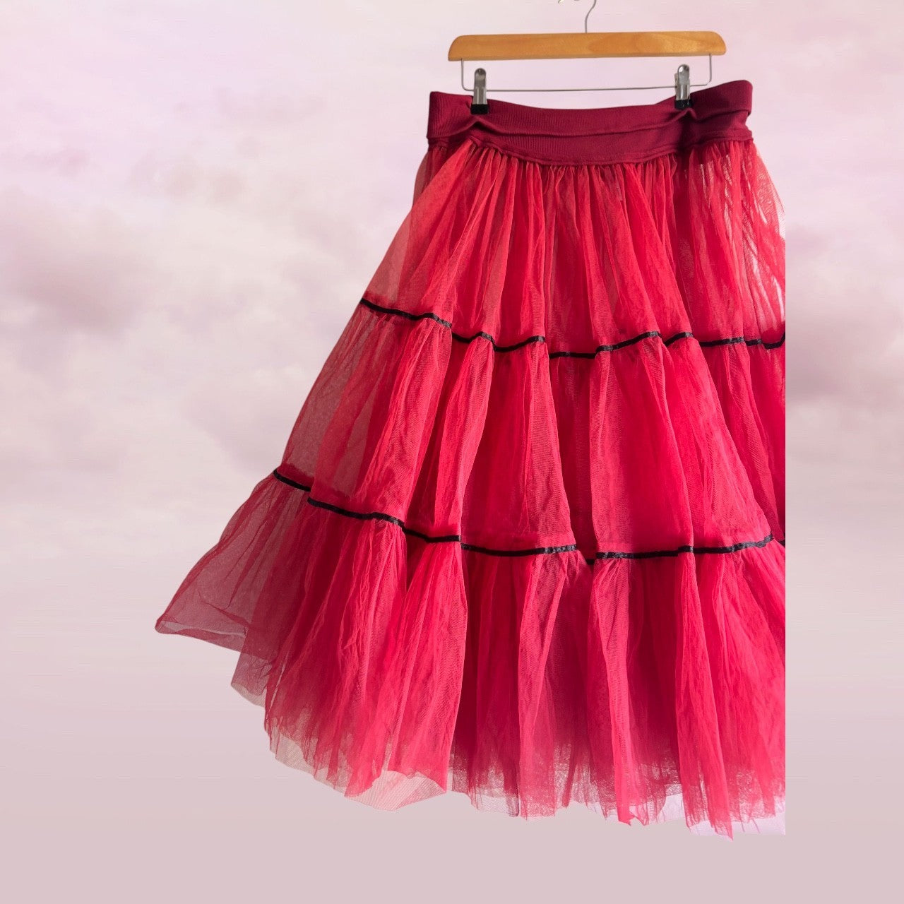 Peace Angel Cherry Red Tulle Skirt - Size M