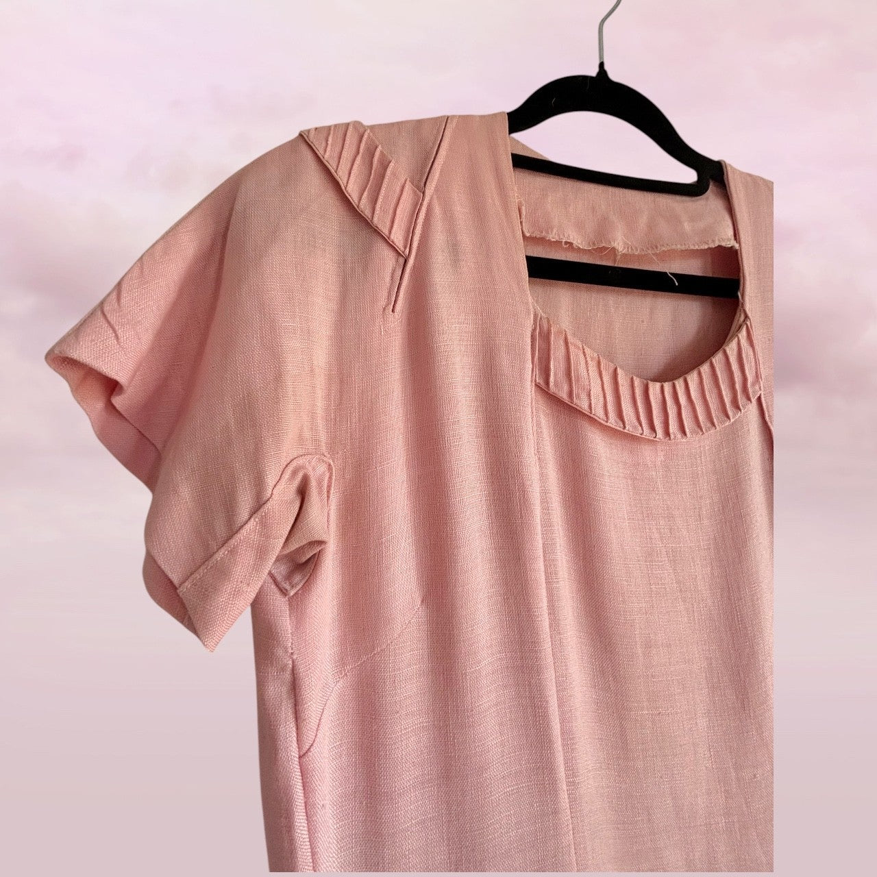 Vintage Handmade Blush Garden Dress - AU 8–10