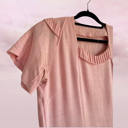 Vintage Handmade Blush Garden Dress - AU 8–10