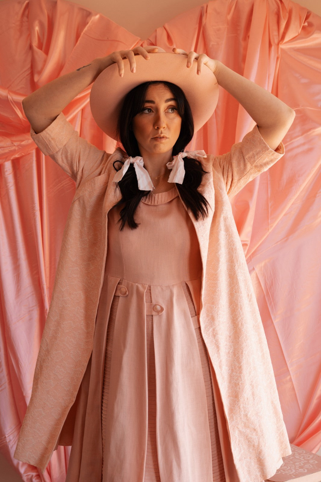 Vintage Handmade Blush Garden Dress - AU 8–10