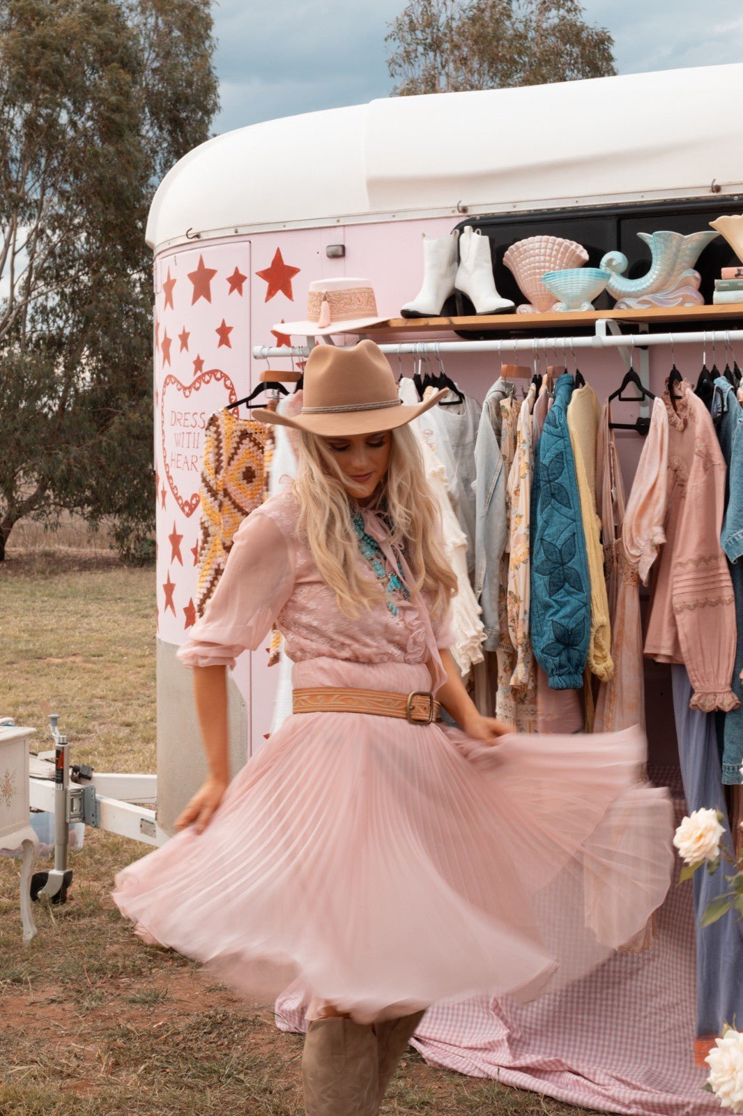 Vintage Blush Pink Chiffon Prairie Dress – AU 10-12