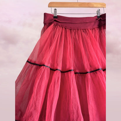 Peace Angel Cherry Red Tulle Skirt - Size M