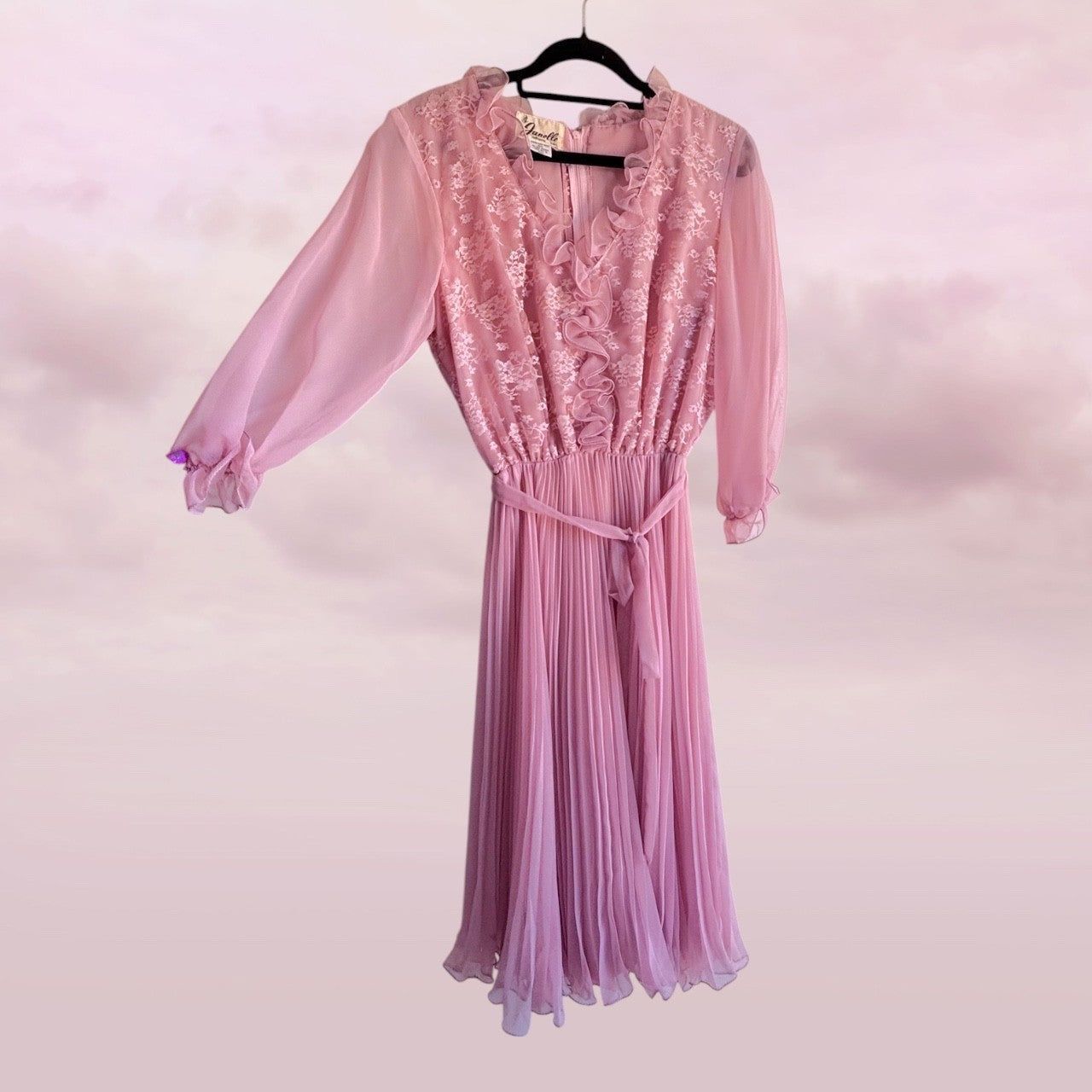 Vintage Blush Pink Chiffon Prairie Dress – AU 10-12
