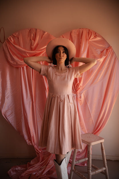Vintage Handmade Blush Garden Dress - AU 8–10