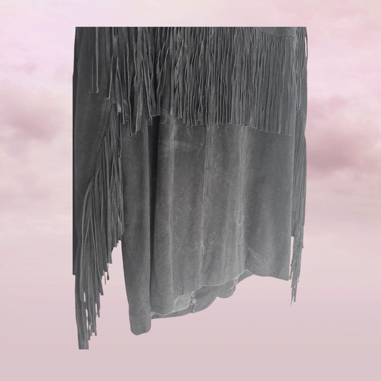 Vintage Fringe Leather Jacket – Western Noir - Size XL