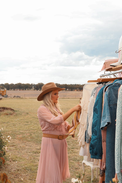 Vintage Blush Pink Chiffon Prairie Dress – AU 10-12