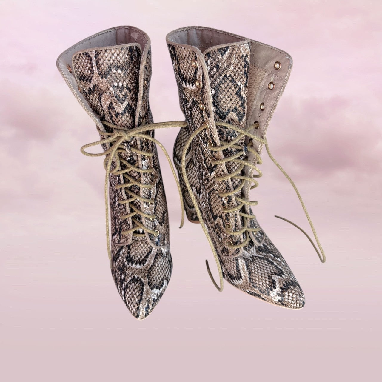 Sergio Todzi Snakeskin Lace-Up Boots – Size 41