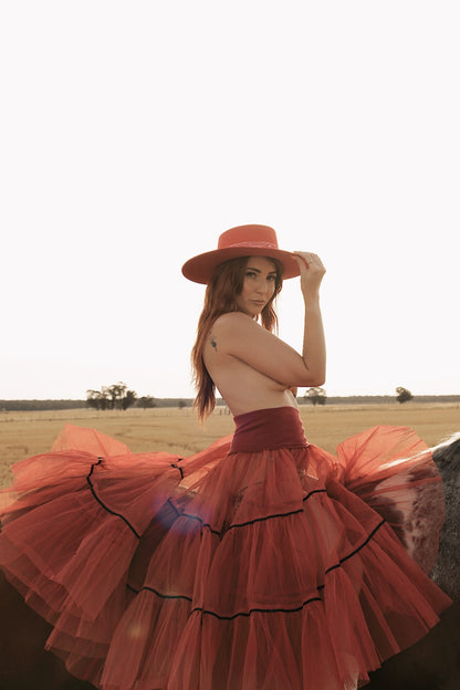 Peace Angel Cherry Red Tulle Skirt - Size M