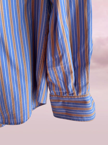 R.M. Williams Blue & Tan Stripe Cotton Shirt – M