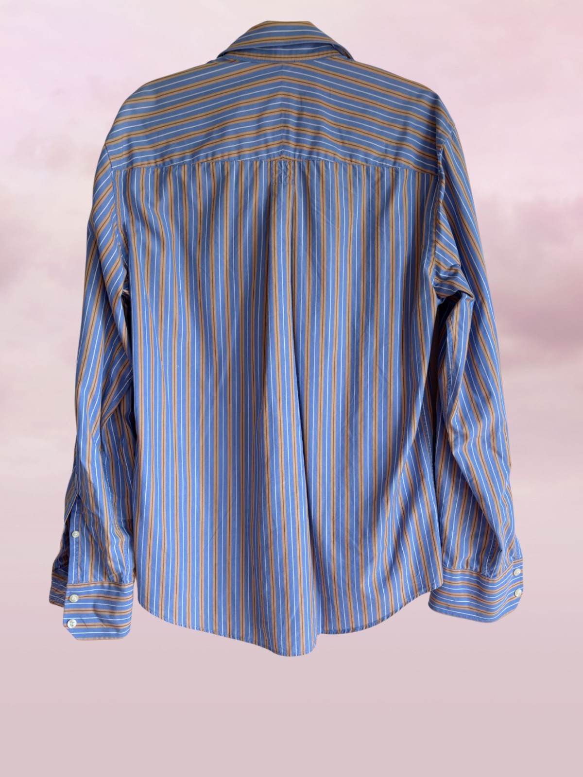 R.M. Williams Blue & Tan Stripe Cotton Shirt – M