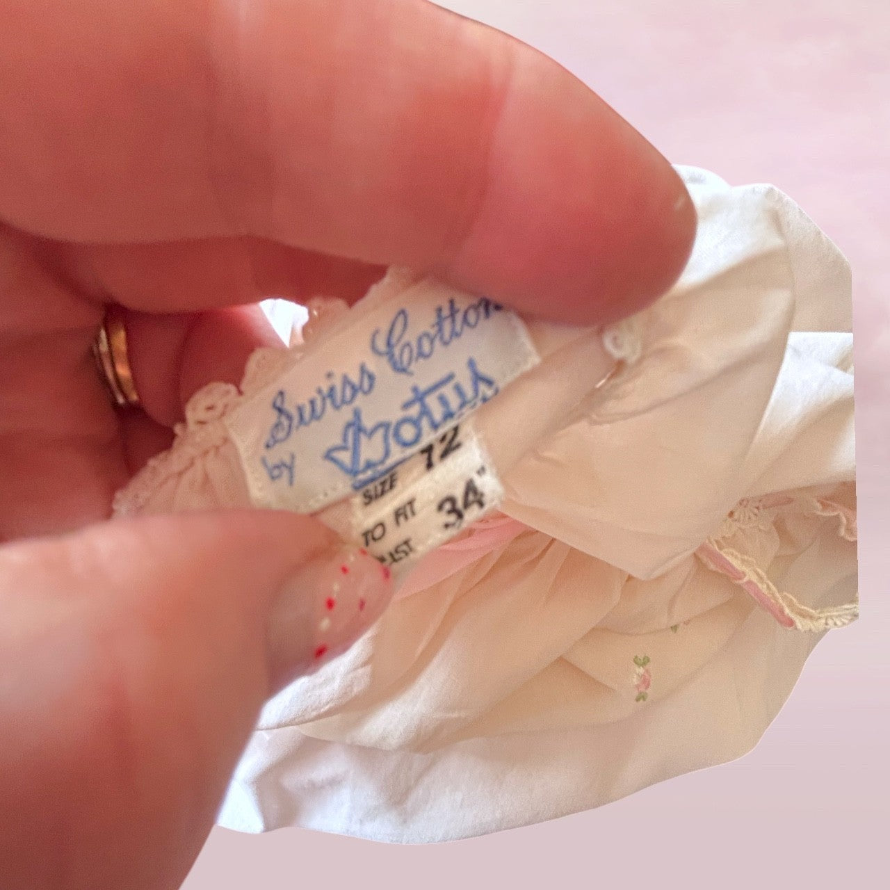 Romantic Vintage Slip with Hand-Embroidered Roses - S/M