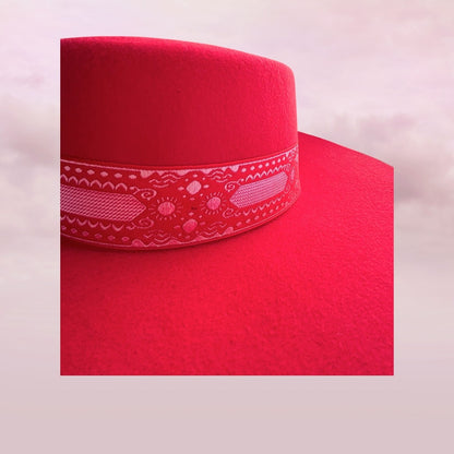 Lack of Color Sierra Ruby Red Wide Brim Boater Hat S 55cm Wool Festival Western