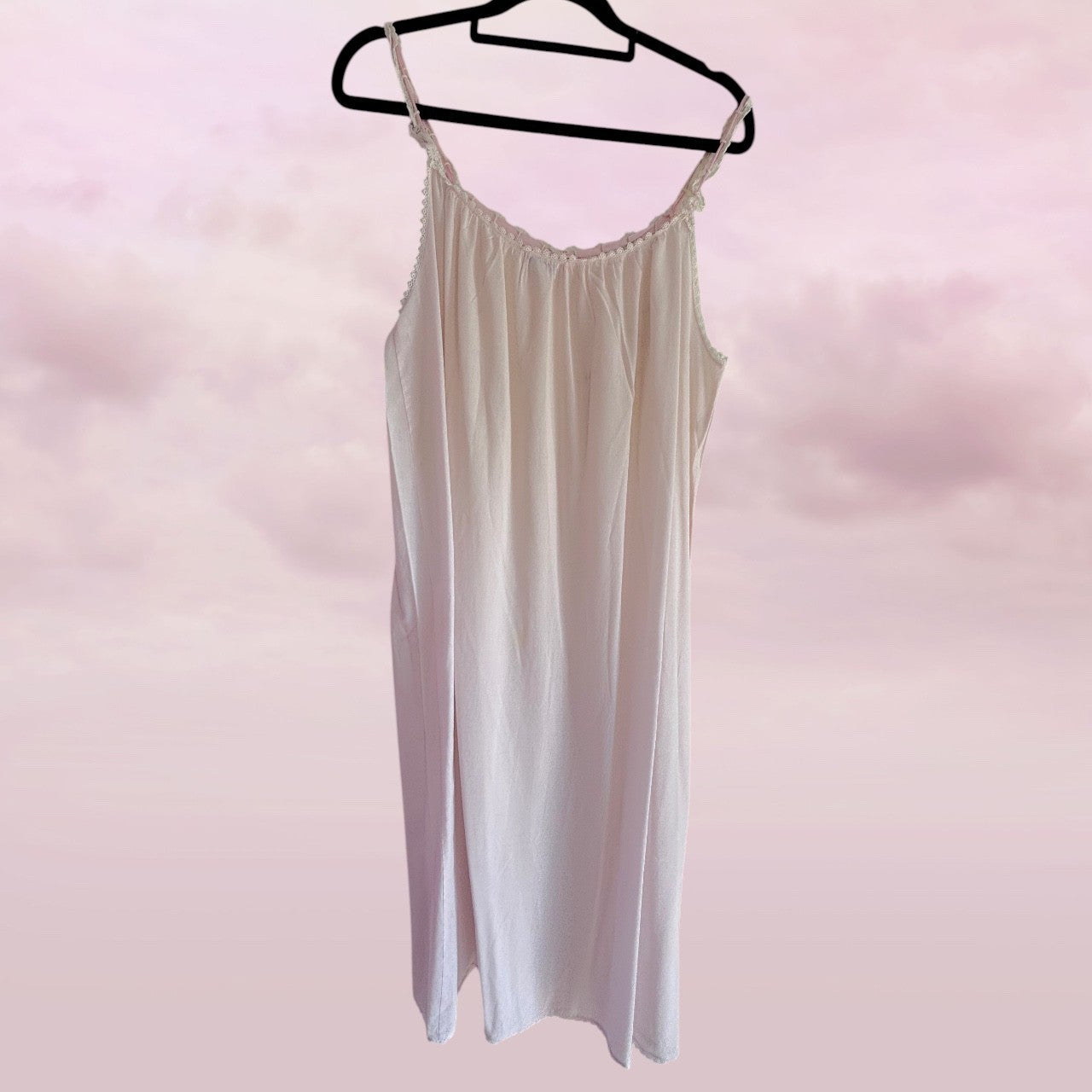 Romantic Vintage Slip with Hand-Embroidered Roses - S/M