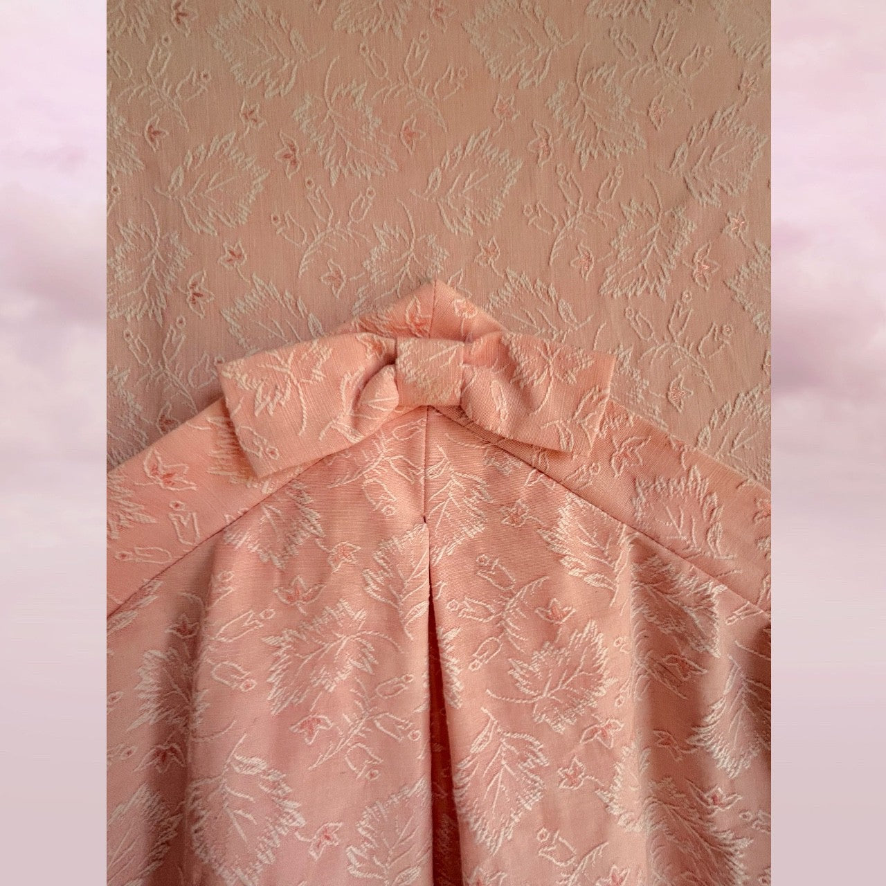 Vintage Blush Brocade Bow Jacket - AU 10–12
