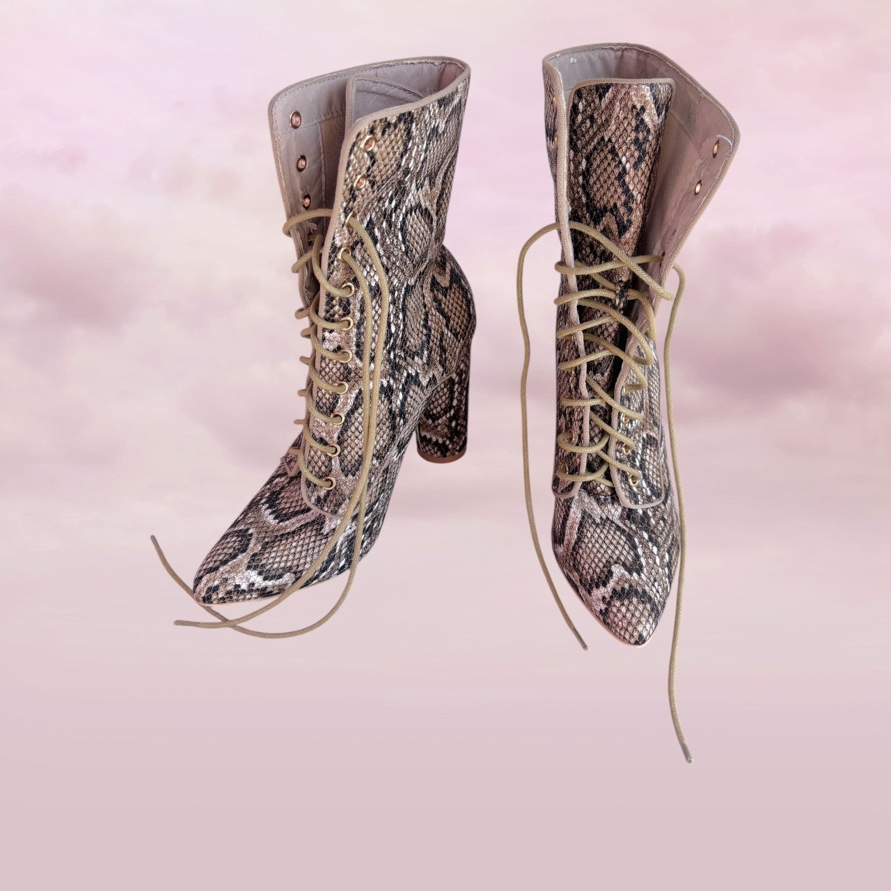 Sergio Todzi Snakeskin Lace-Up Boots – Size 41
