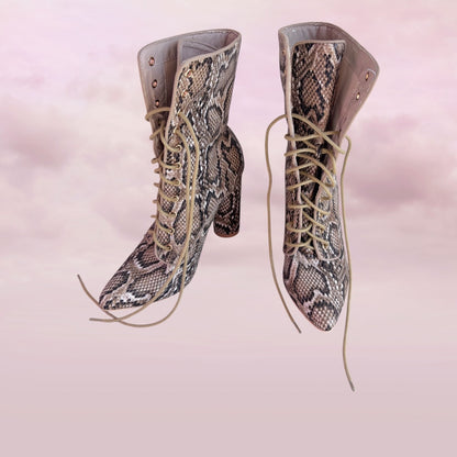 Sergio Todzi Snakeskin Lace-Up Boots – Size 41