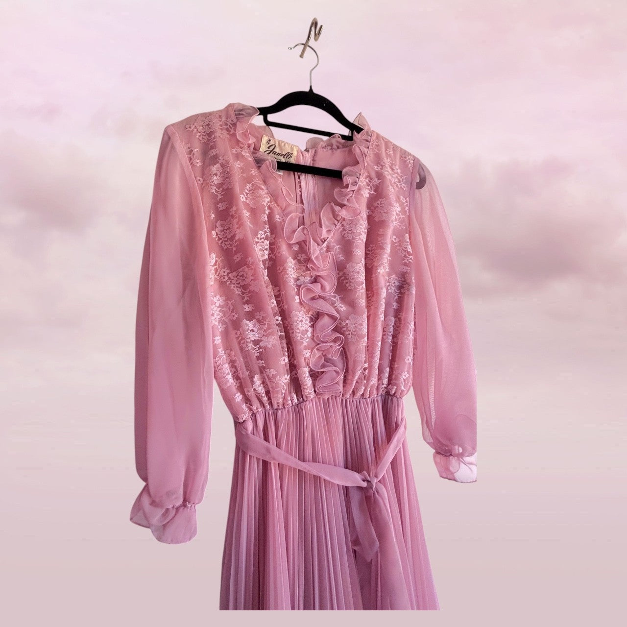 Vintage Blush Pink Chiffon Prairie Dress – AU 10-12