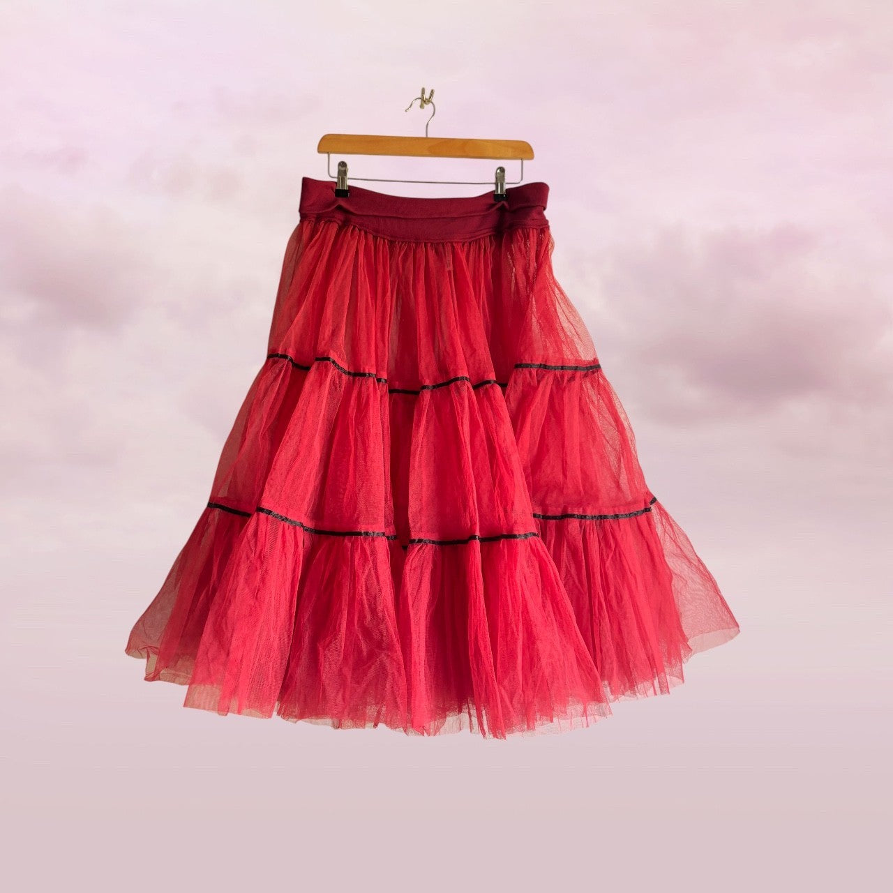 Peace Angel Cherry Red Tulle Skirt - Size M