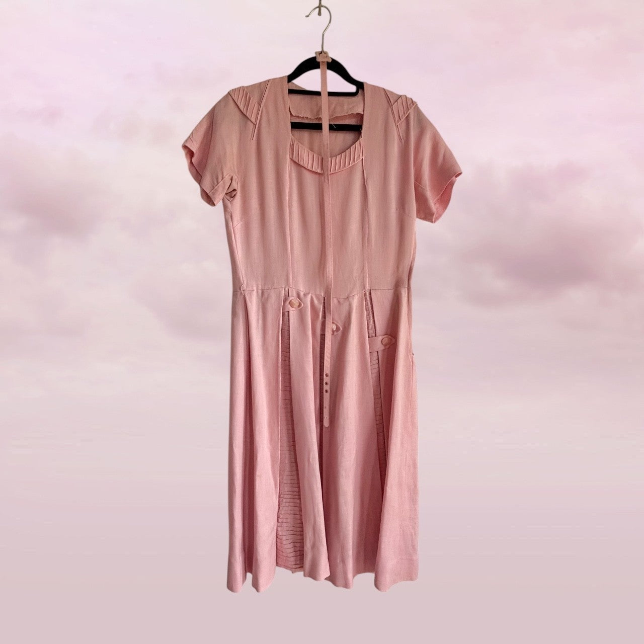 Vintage Handmade Blush Garden Dress - AU 8–10