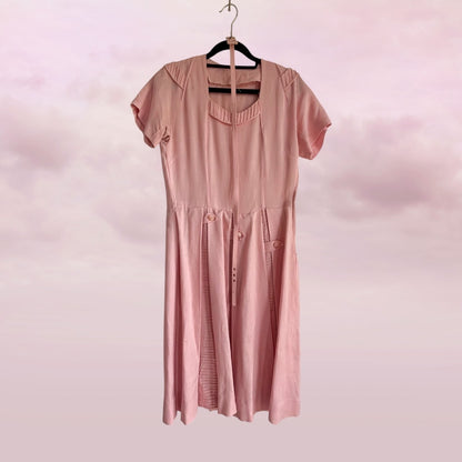 Vintage Handmade Blush Garden Dress - AU 8–10
