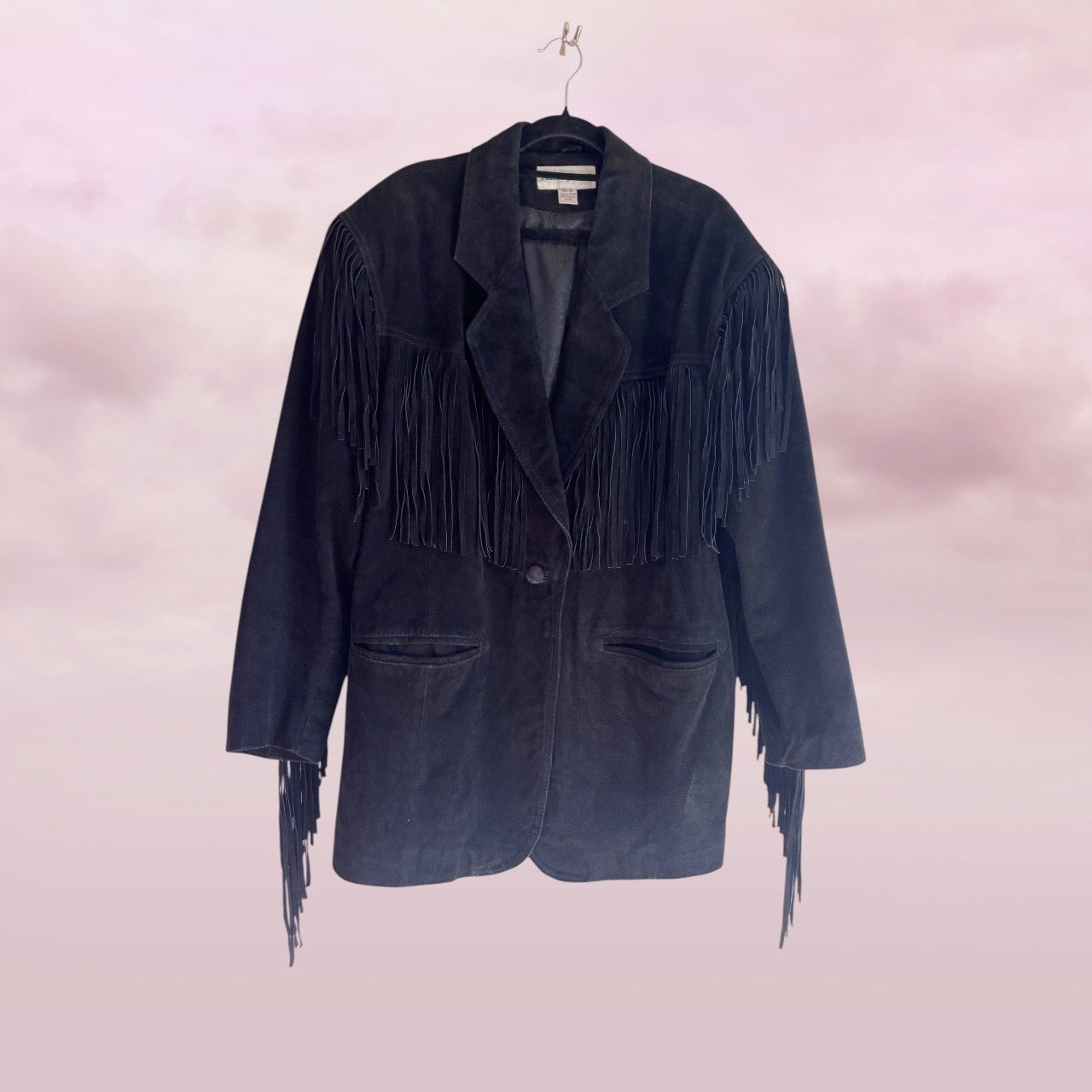 Vintage Fringe Leather Jacket – Western Noir - Size XL