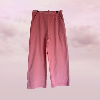 Smitten.inc Pink Cotton Velvet Wide Leg Pants – Size M