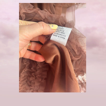 Romantic Layered brown Tulle Ruffle Skirt - Size XL