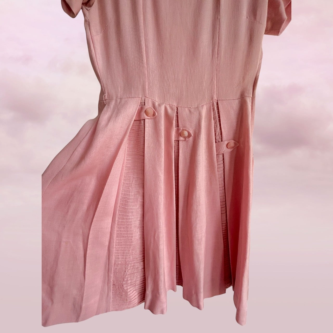 Vintage Handmade Blush Garden Dress - AU 8–10