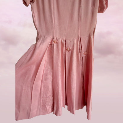 Vintage Handmade Blush Garden Dress - AU 8–10