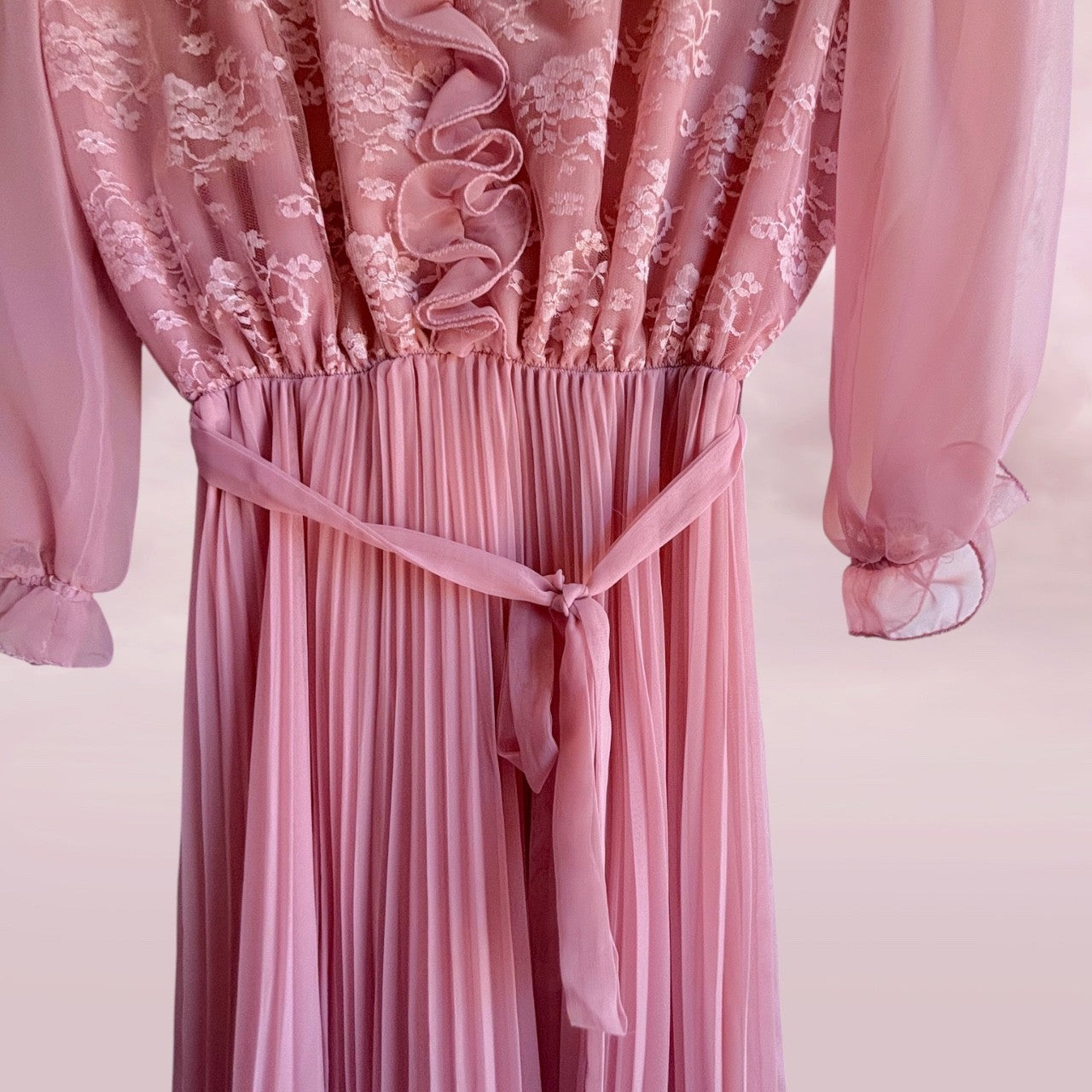 Vintage Blush Pink Chiffon Prairie Dress – AU 10-12