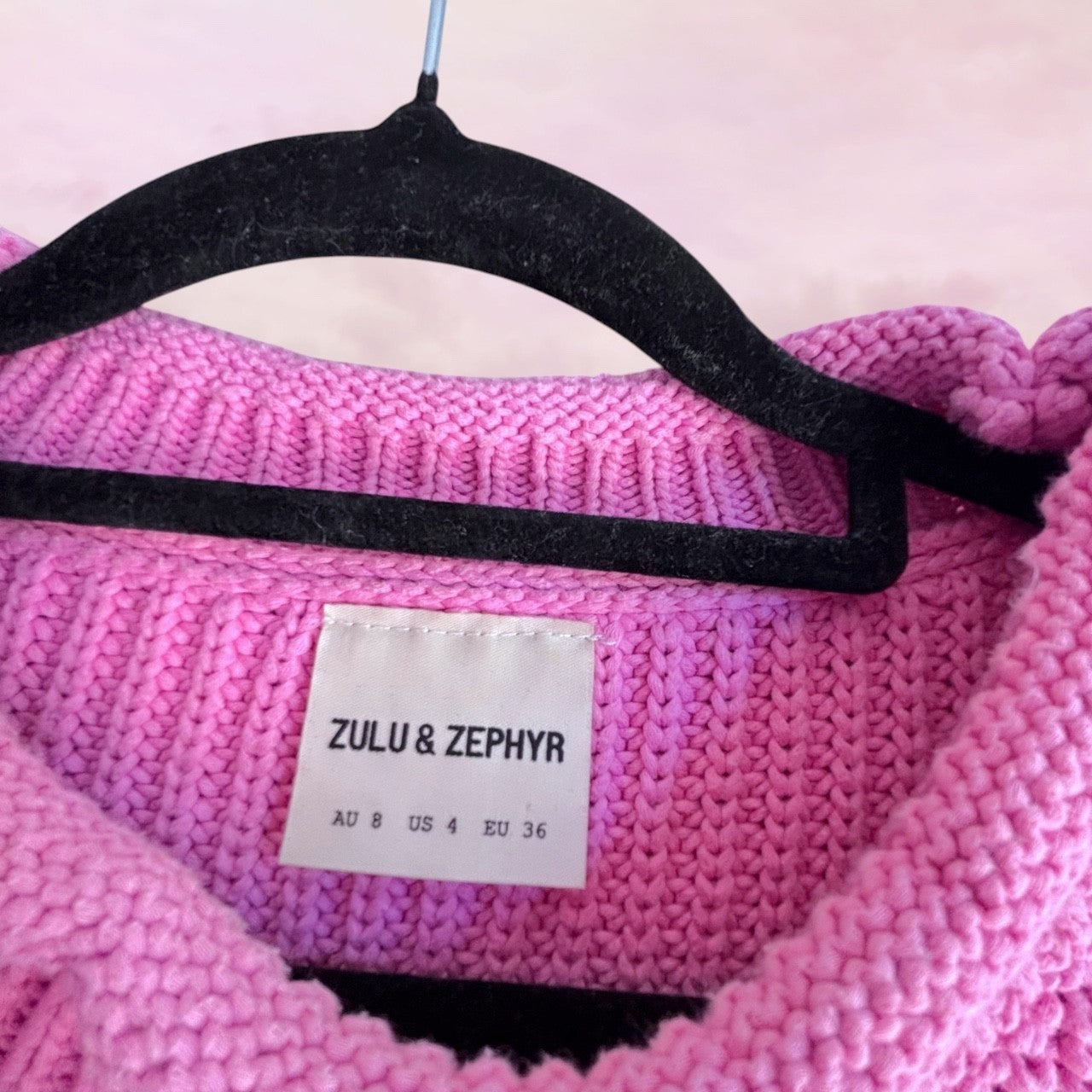 Zulu & Zephyr Pink Chunky Knit Jumper - AU 8