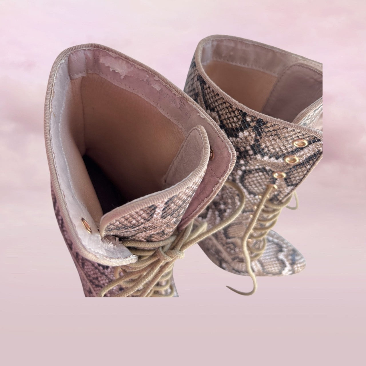 Sergio Todzi Snakeskin Lace-Up Boots – Size 41