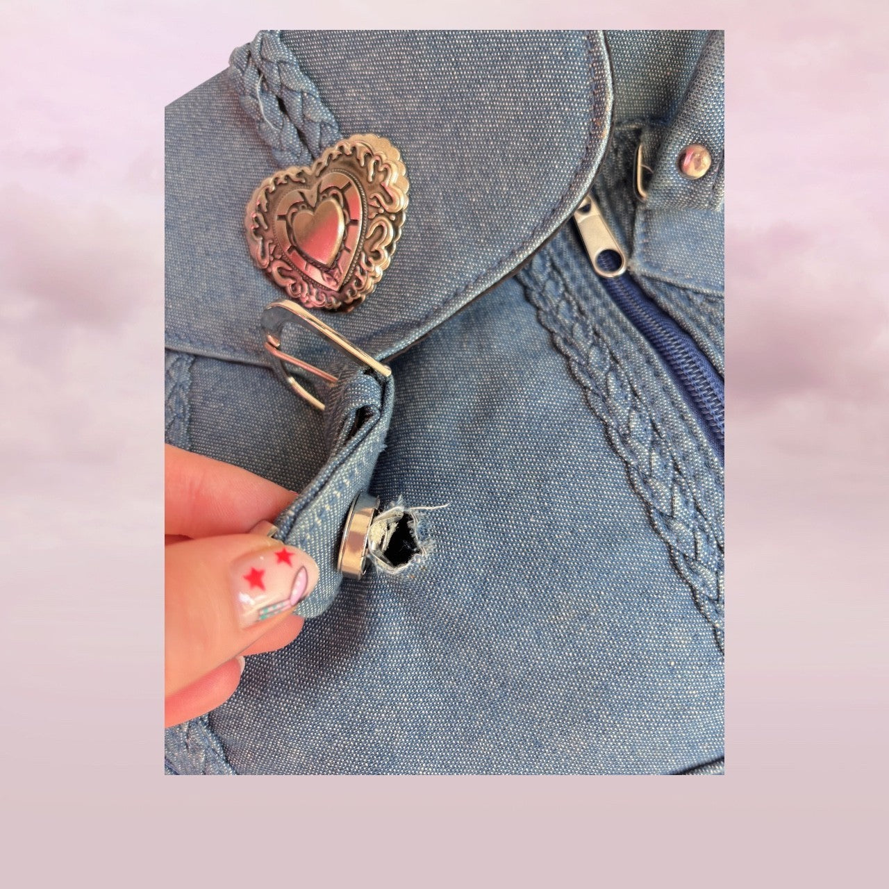 Cupid Cowgirl Denim Heart Bag