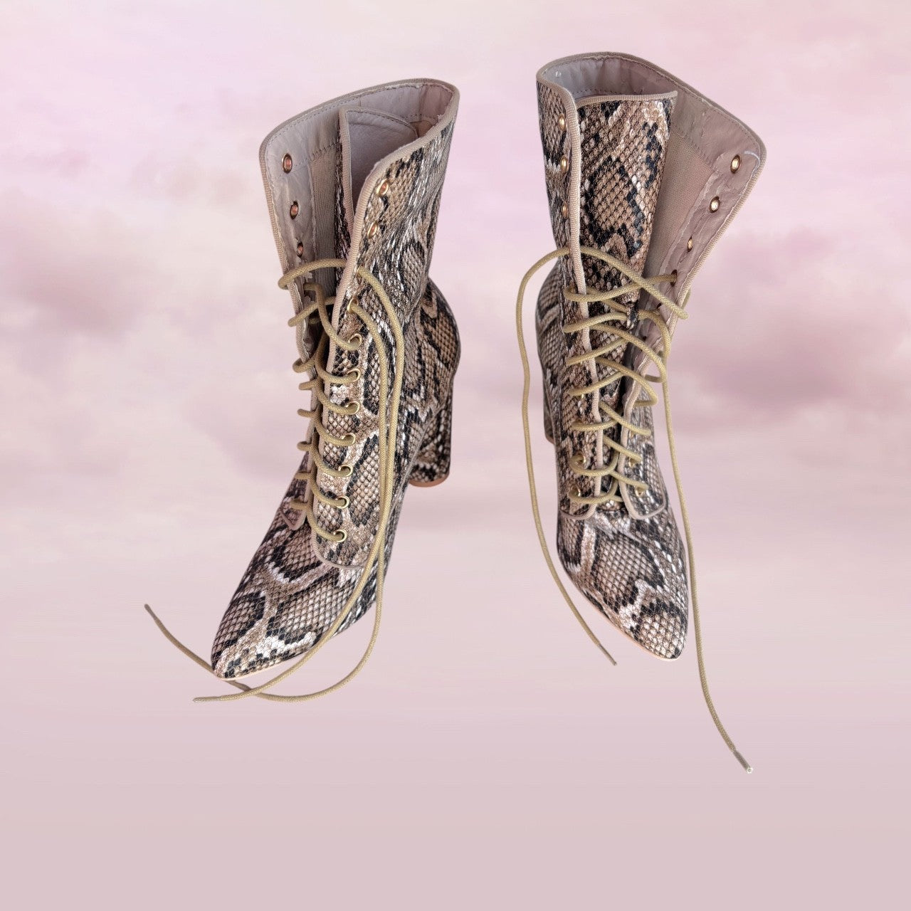 Sergio Todzi Snakeskin Lace-Up Boots – Size 41