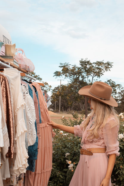 Vintage Blush Pink Chiffon Prairie Dress – AU 10-12