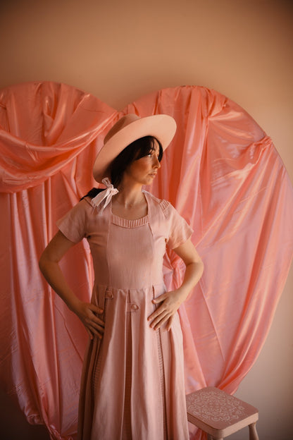 Vintage Handmade Blush Garden Dress - AU 8–10