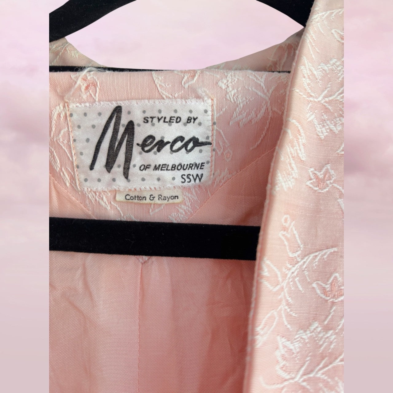 Vintage Blush Brocade Bow Jacket - AU 10–12
