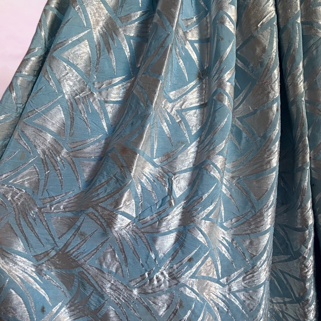 Vintage Silver Blue Party Dress Strapless Bow - AU 6 XS