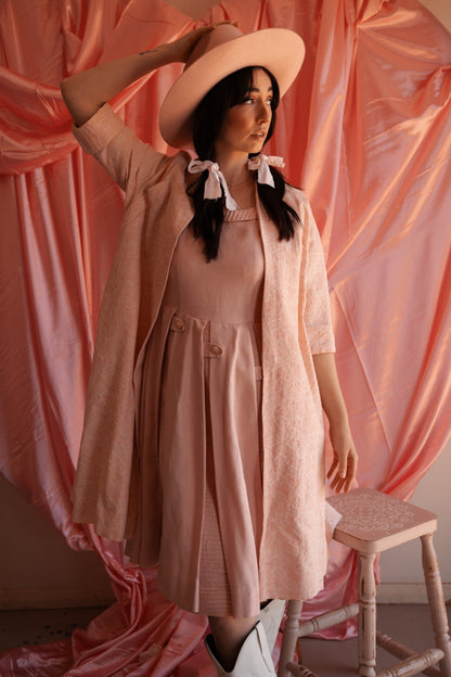 Vintage Blush Brocade Bow Jacket - AU 10–12
